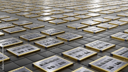 Obraz na plátně Global production of microchips at the factory.