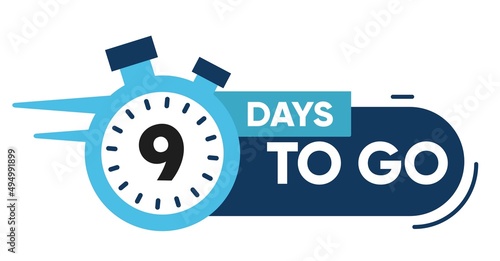 Nine Days Left Icon. 9 Days To Go.
