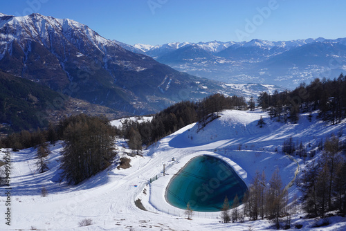 turquoise water reservoir in Réallon ski resort southern alps france