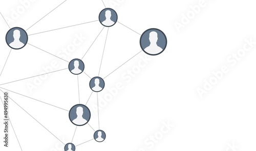 Abstract social network scheme, which contains people icons connected to each other. EPS