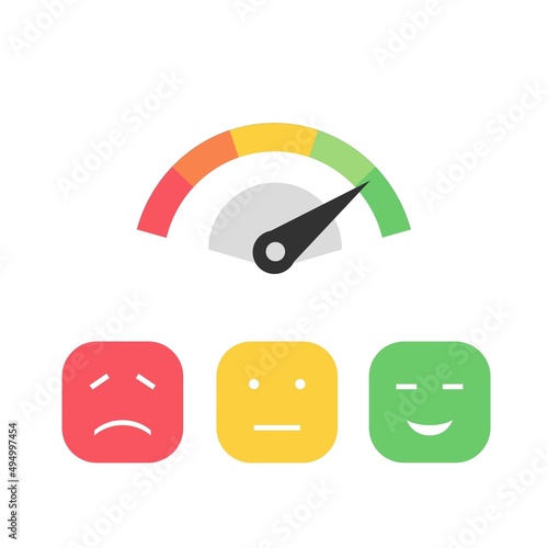 Customer icon emotions satisfaction meter with different emoji