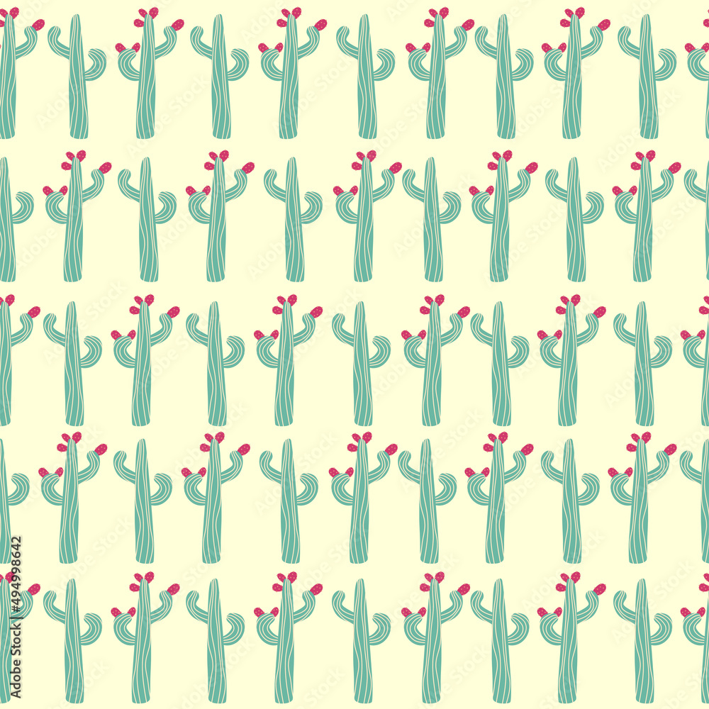 seamless pattern with different cactus. Bright repeated texture with green cacti. Natural background with desert plants seamless pattern with different cactus. Bright repeated texture with green cacti. Natural background with desert plants