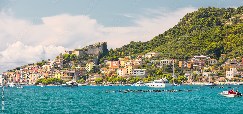 Porto Venere city at sunny day. Cinque Terre, Liguria, province of La Spezia, Italy