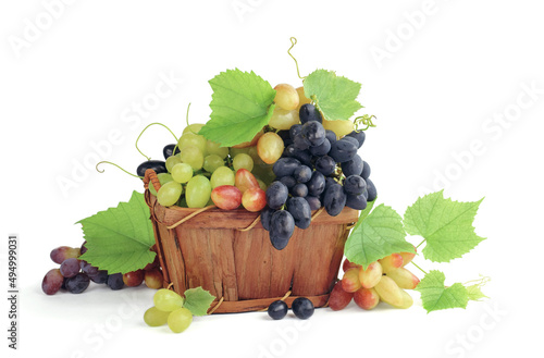 Grapes isolated on white background. Grapes in the basket. Bunch of grape isolated on white background. bunch grape .