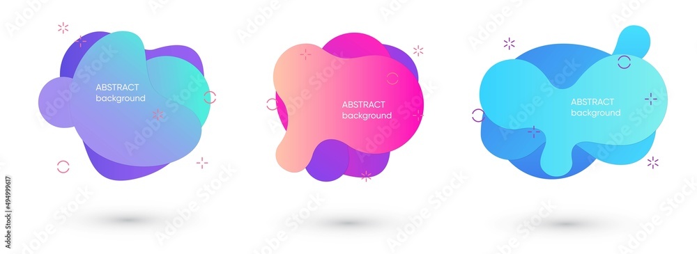 Set of isolated blue and red fluid blobs, gradient green and violet liquid spots. Abstract brush spats for poster design Set of isolated blue and red fluid blobs, gradient green and violet liquid spots. Abstract brush spats for poster design