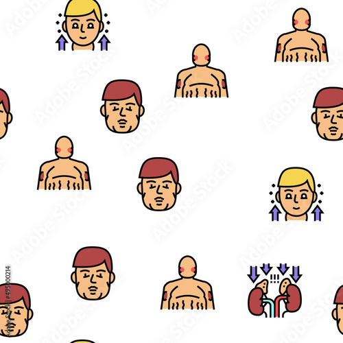 Endocrinology Medical Disease Vector Seamless Pattern Thin Line Illustration