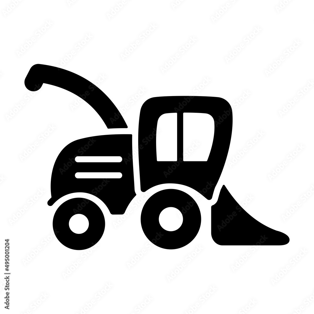 Combine harvester flat vector glyph icon Combine harvester flat vector glyph icon