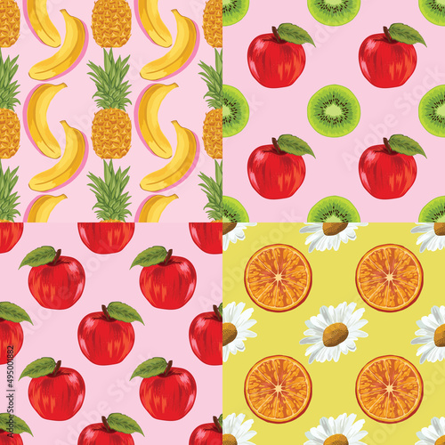 Fototapeta Naklejka Na Ścianę i Meble -  fruits and vegetable seamless design pattern 