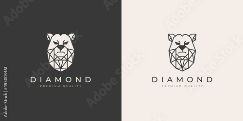 Bear diamond modern geometric polygon logo