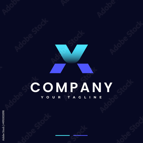 modern minimalist letter X logo dynamic