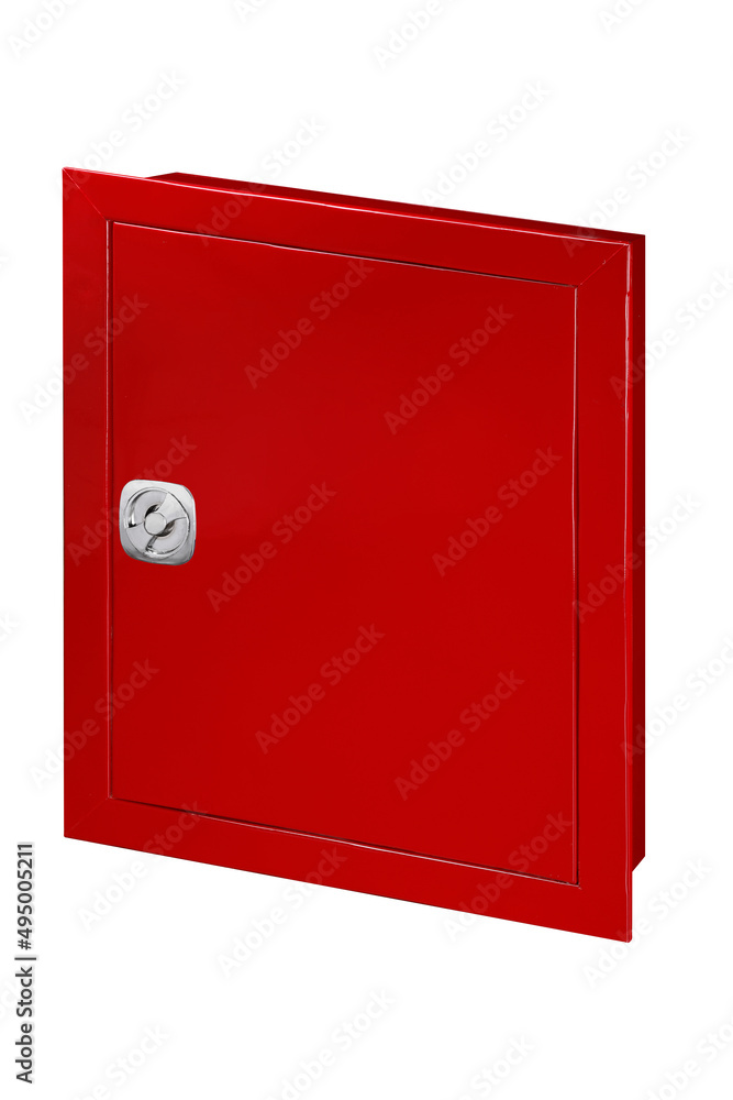 fire hose cabinet isolated on white background . fire hose cabinet isolated on white background .