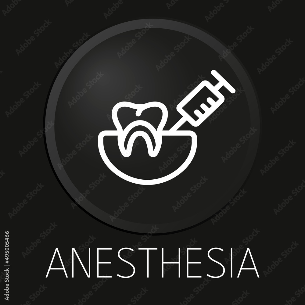Anesthesia minimal vector line icon on 3D button isolated on black background. Premium Vector. Anesthesia minimal vector line icon on 3D button isolated on black background. Premium Vector.