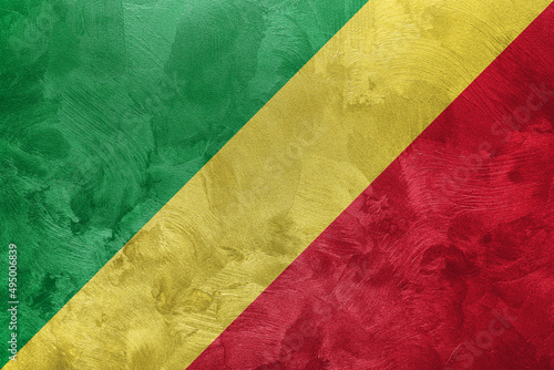 Textured photo of the flag of Republic of the Congo.