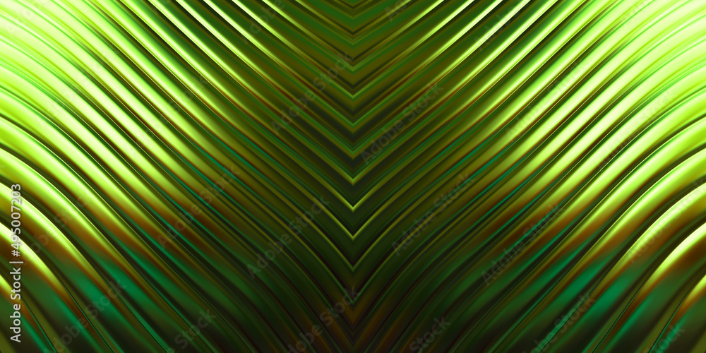 Fototapeta premium 3D illustration of colorful wavy reflective design wallpaper. Graphic illustration for wallpaper, banner, background, card, book cover or website. Abstract glossy background.