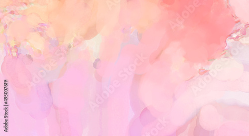 Soft watercolor wallpaper. Artistic painting with softly brushed colors. Pastel colors dabbed background. Painted abstract wall art.