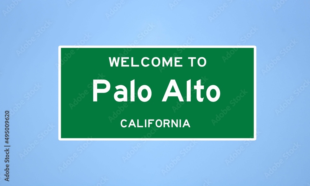 Palo Alto, California city limit sign. Town sign from the USA.