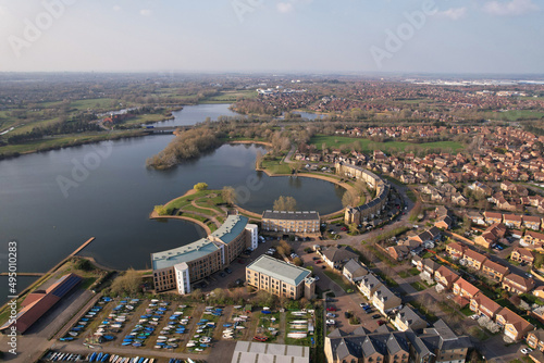 Best View of Caldecott Lake of England (caldecotte lake) drone footage photo