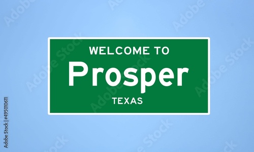 Prosper, Texas city limit sign. Town sign from the USA.