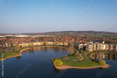 Best View of Caldecott Lake of England (caldecotte lake) drone footage photo