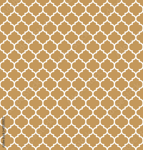 Brown Moroccan pattern with white edge. White border on brown surface.