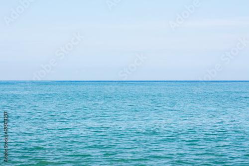 Blue ocean and blue sky peaceful summer background for copy space. 