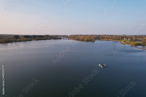 Best View of Caldecott Lake of England (caldecotte lake) drone footage photo