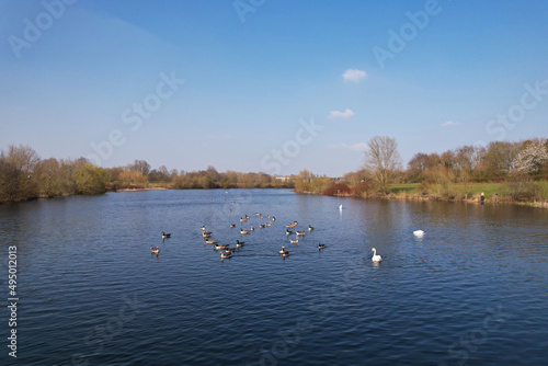 Best View of Caldecott Lake of England (caldecotte lake) drone footage photo