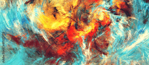 Bright color painting background. Abstract texture. Modern paint banner. Frac...