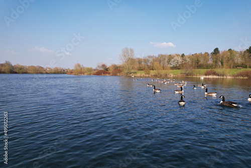 Best View of Caldecott Lake of England (caldecotte lake) drone footage photo