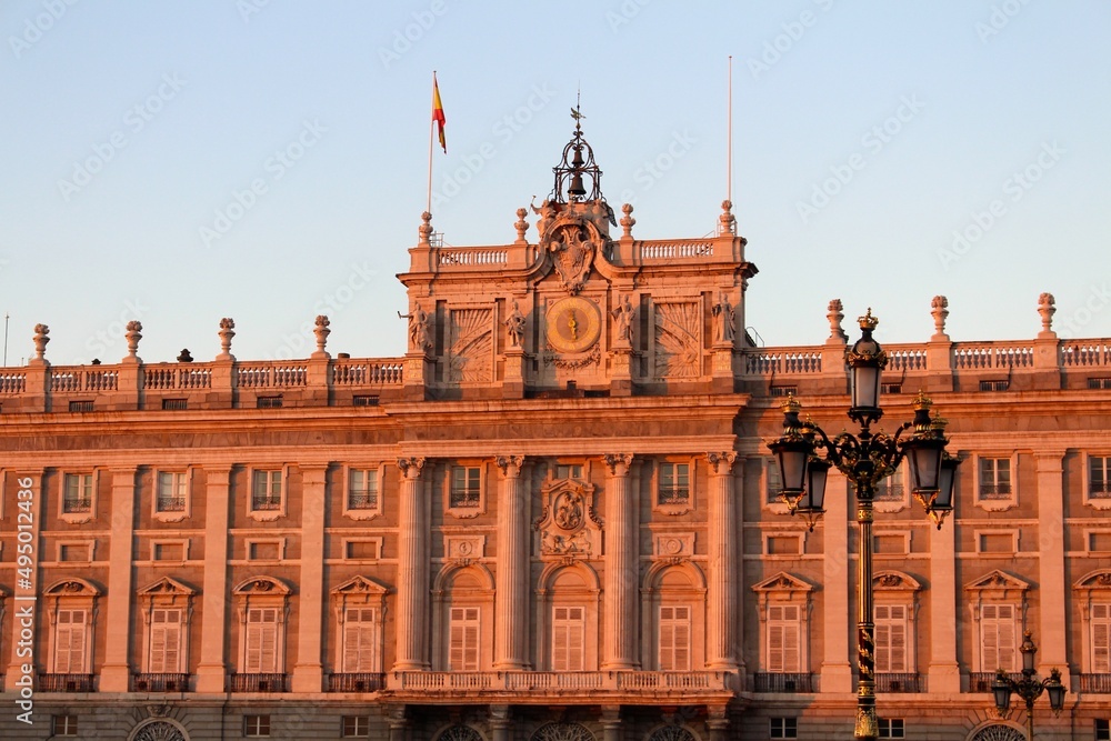 european in palace in sunset