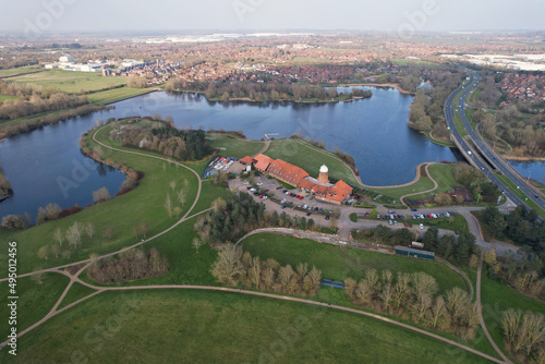 Best View of Caldecott Lake of England (caldecotte lake) drone footage photo