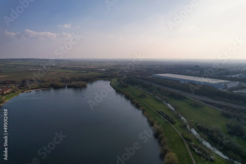 Best View of Caldecott Lake of England (caldecotte lake) drone footage photo