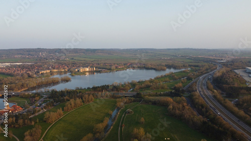 Best View of Caldecott Lake of England (caldecotte lake) drone footage photo