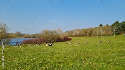 Best View of Caldecott Lake of England (caldecotte lake) drone footage photo