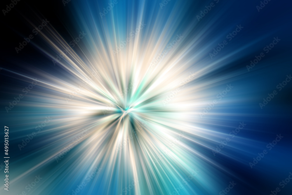 Abstract blue sunburst...White light flare on a blue background. Sun rays blue background.