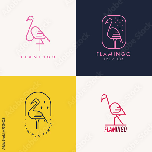 collection of flamingo logo concept