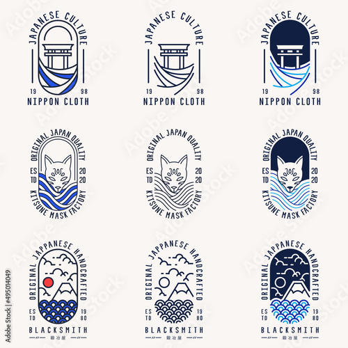 collection of japanese style logo concept