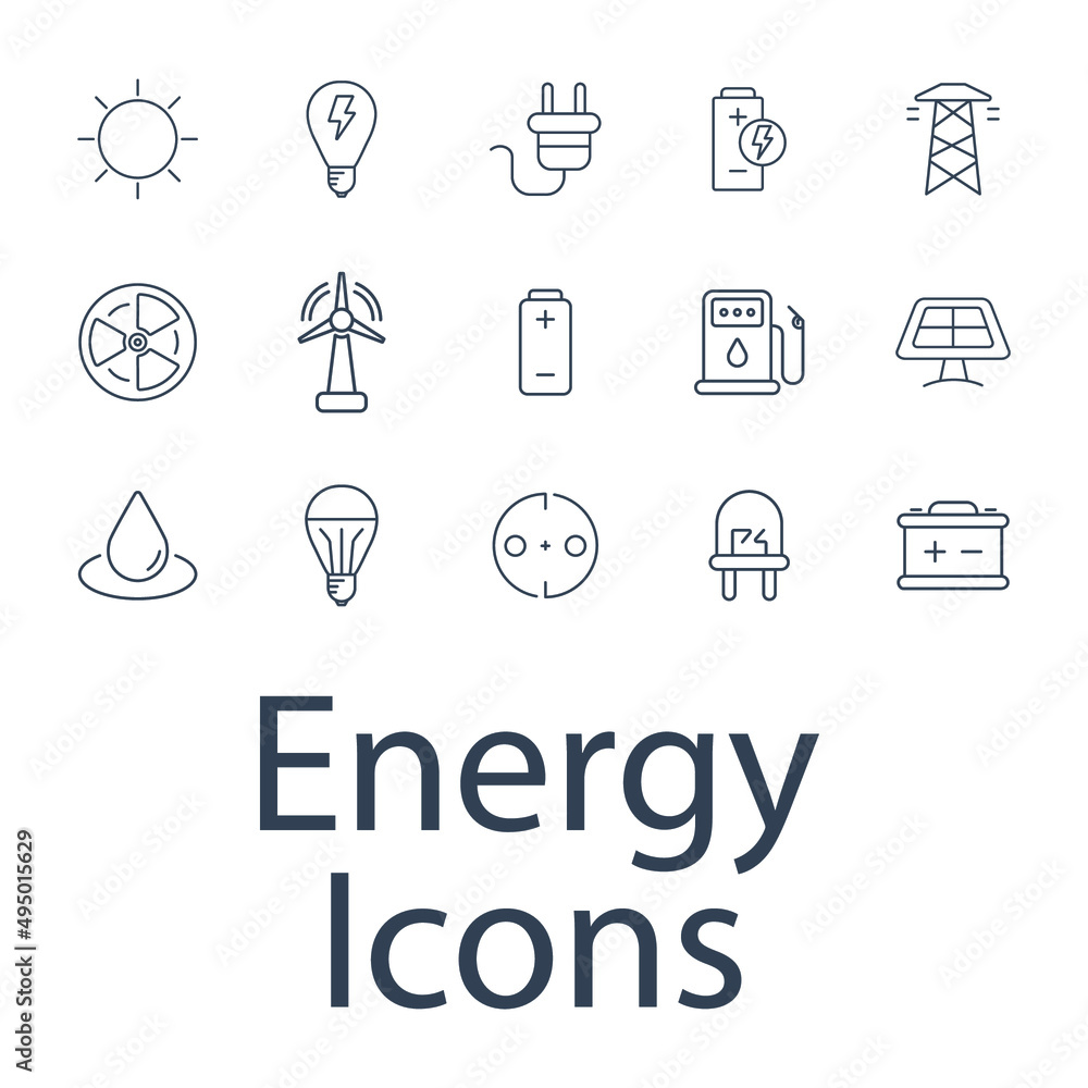 Energy icons set . Energy pack symbol vector elements for infographic web Energy icons set . Energy pack symbol vector elements for infographic web