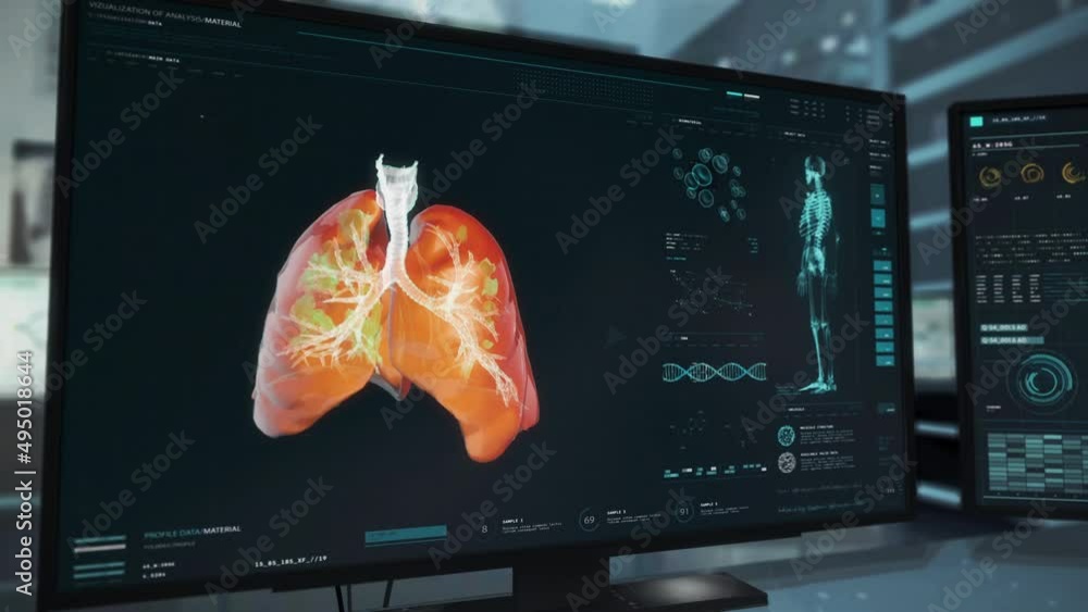 Futuristic Xray Monitoring Device Software Interface Scans Infected