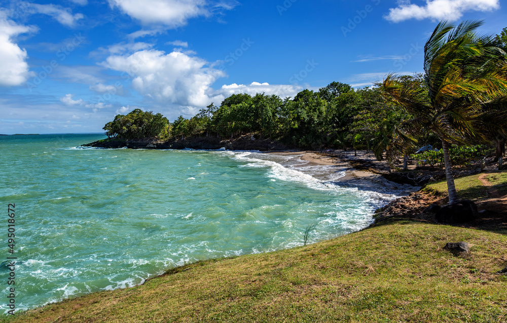 Beach Plage Manbia, Basse-Terre, Guadeloupe, Lesser Antilles, Caribbean.