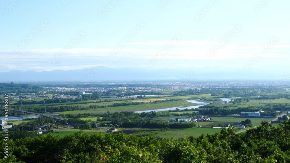The cityscape and mountains of Obihiro seen from the Tokachigaoka Observatory in Hokkaido. The cityscape and mountains of Obihiro seen from the Tokachigaoka Observatory in Hokkaido.