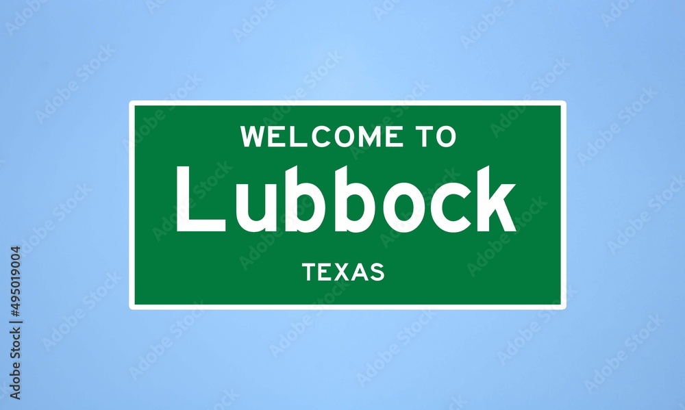 Lubbock, Texas city limit sign. Town sign from the USA. Lubbock, Texas city limit sign. Town sign from the USA.