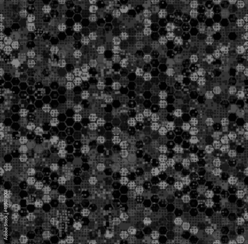 Hexagonal gray and black abstract geometric seamless pattern background
