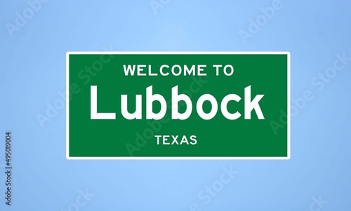 Lubbock, Texas city limit sign. Town sign from the USA. photo