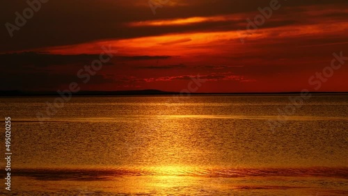 Beautiful sunset view of Lake Saroma. (Tilt copy space)  photo