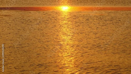 Beautiful sunset view of Lake Saroma. (Tilt copy space)  photo