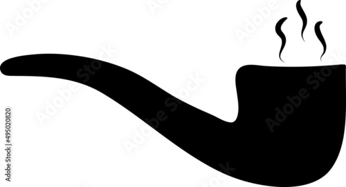 Smoky tobacco pipe. Flat vector web icon.eps