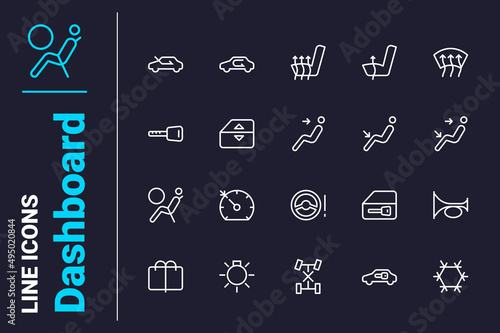 Auto related elements on info panel icons set