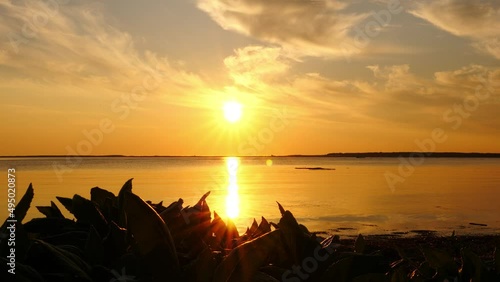 Beautiful sunset view of Lake Saroma. photo