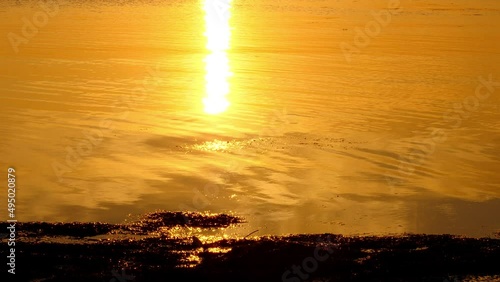 Beautiful sunset view of Lake Saroma. photo